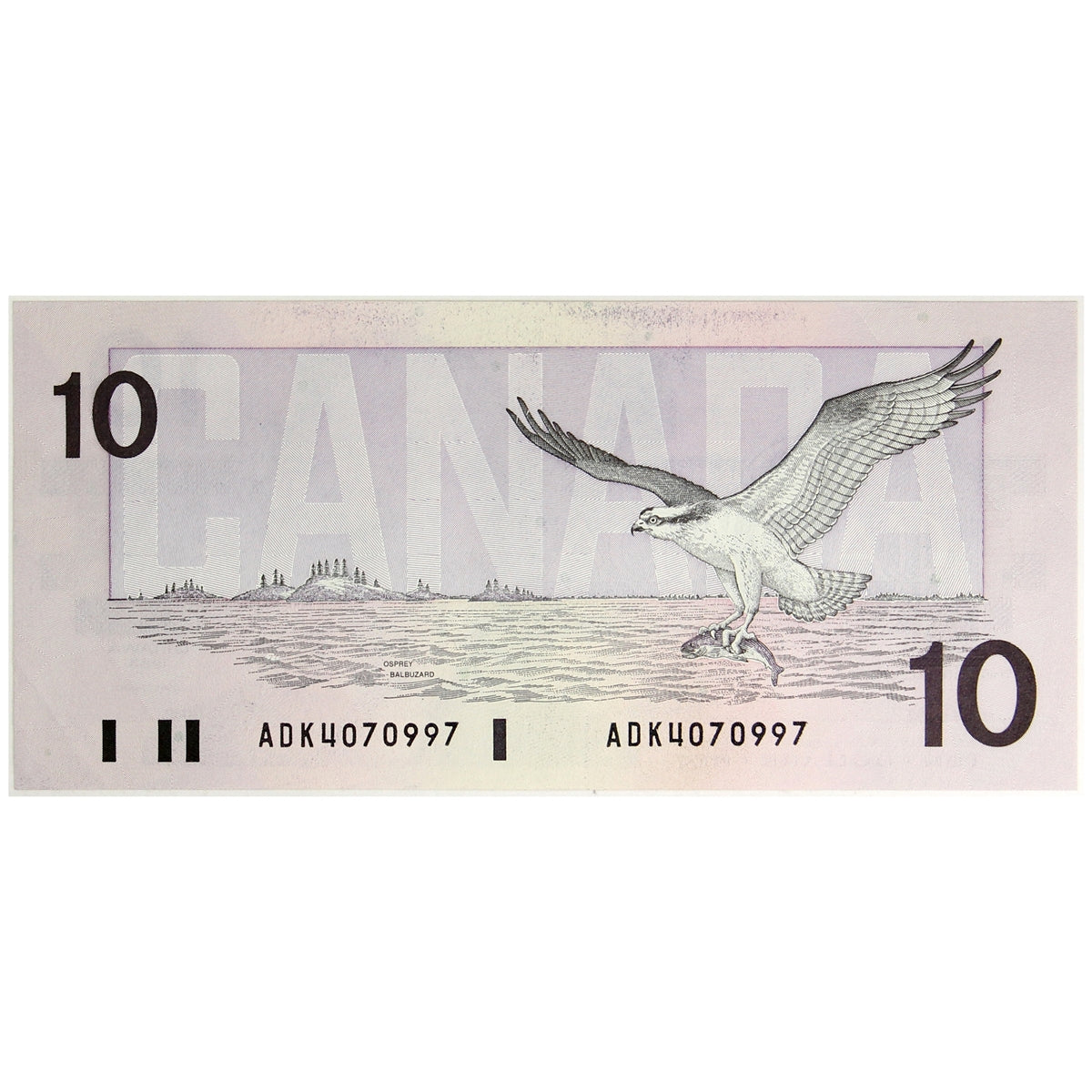BC-57a 1989 Canada $10 Thiessen-Crow, ADK, AU-UNC