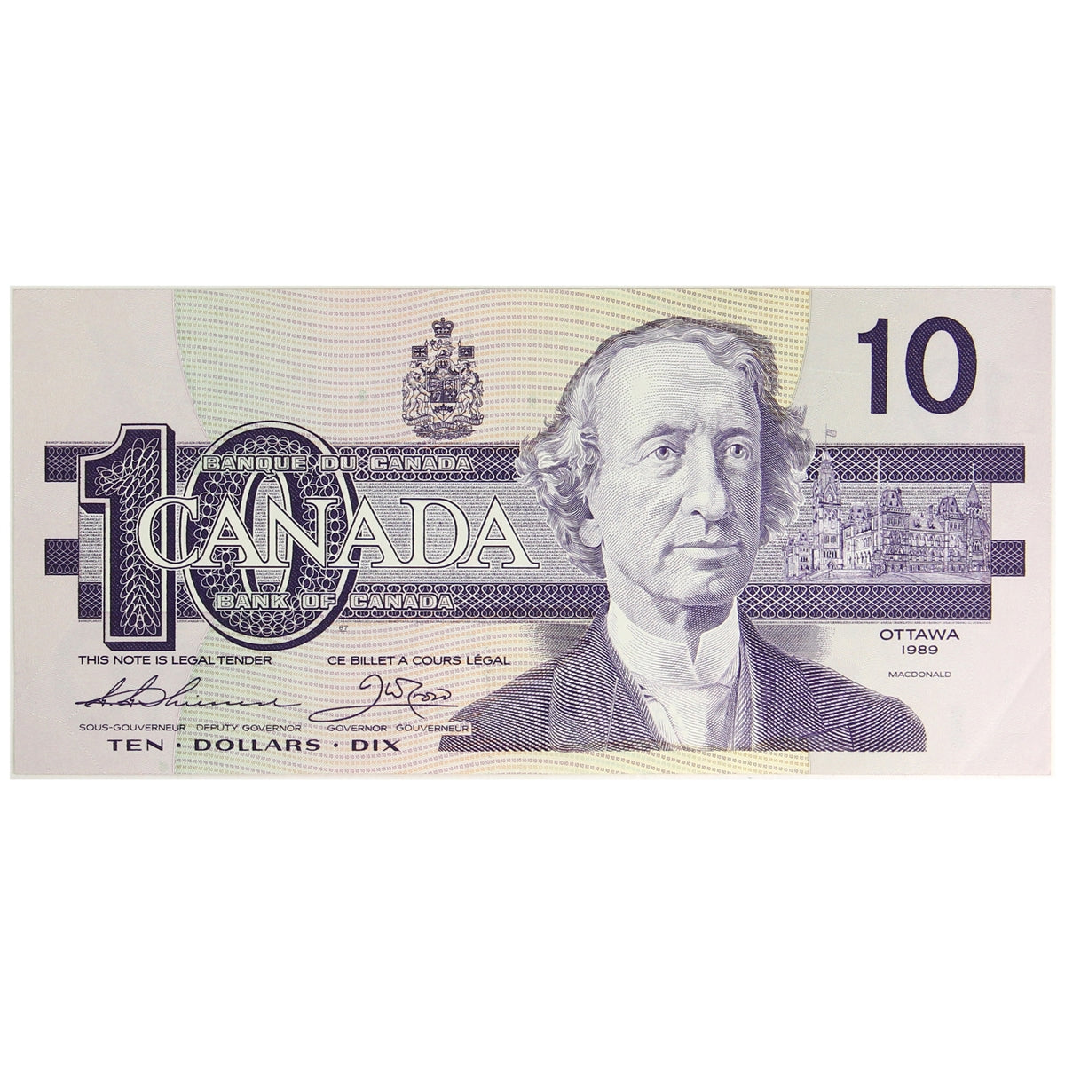 BC-57a 1989 Canada $10 Thiessen-Crow, ADK, AU-UNC