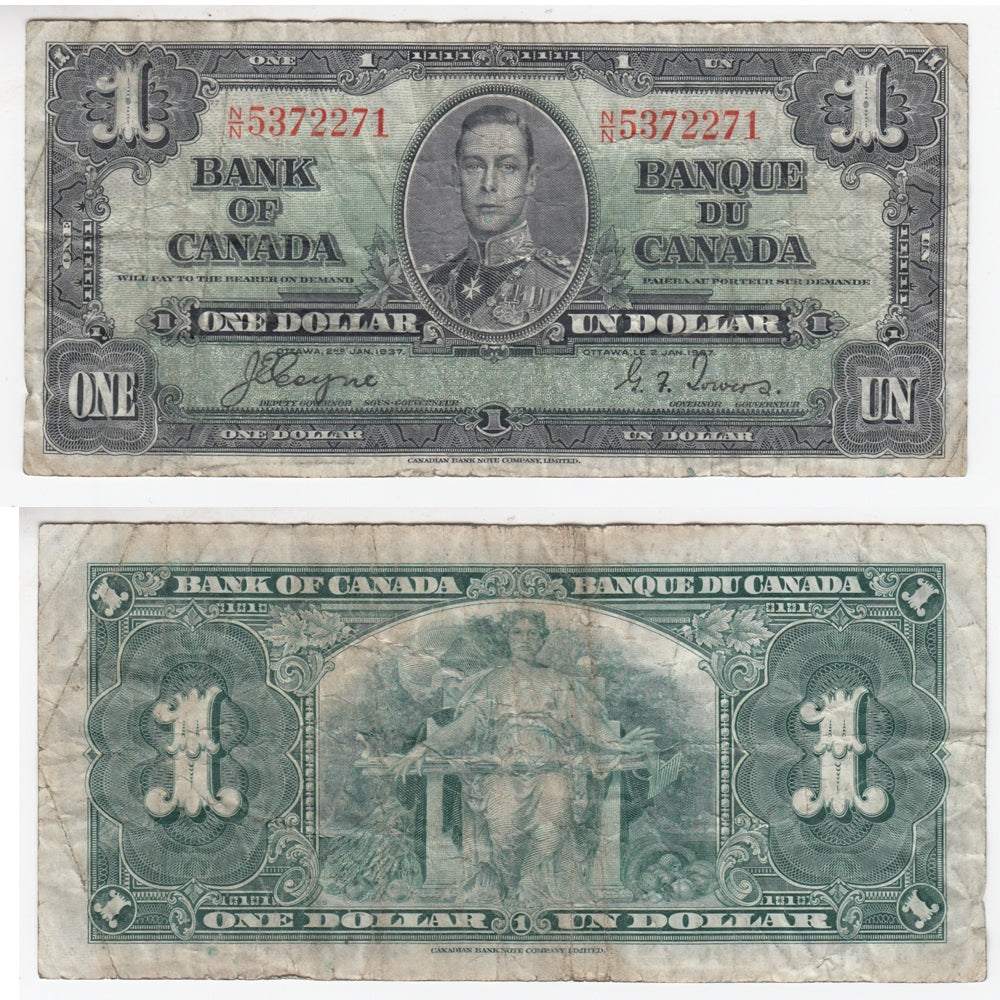 BC-21d 1937 Canada $1 Coyne-Towers, N/N, F-VF