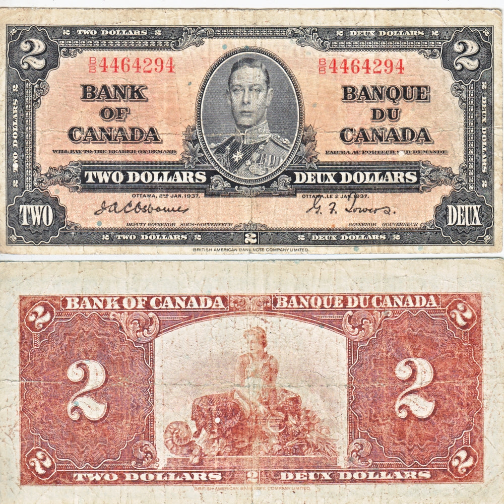 BC-22a 1937 Canada $2 Osborne-Towers, B/B, VG-F (VG10)