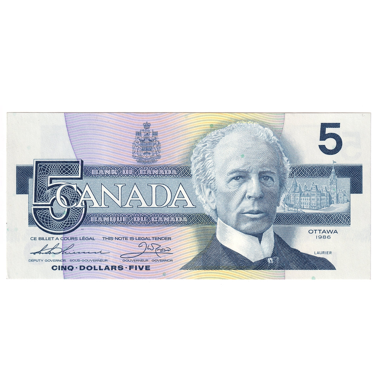 BC-56b 1986 Canada $5 Thiessen-Crow, GNY, AU-UNC