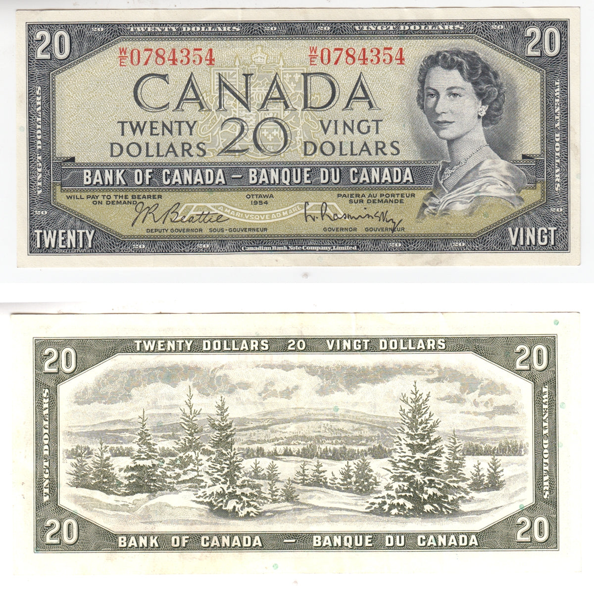 BC-41b 1954 Canada $20 Beattie-Rasminsky, W/E, VF-EF