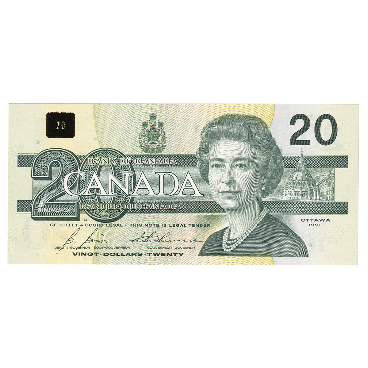 BC-58b-i 1991 Canada $20 Bonin-Thiessen, ASB, Choice Uncirculated (CUNC63)