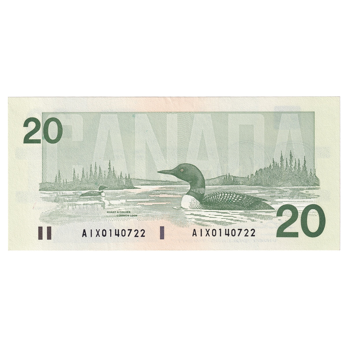 BC-58aA-ii 1991 Canada $20 Thiessen-Crow, AIX Without Serifs, AU-UNC