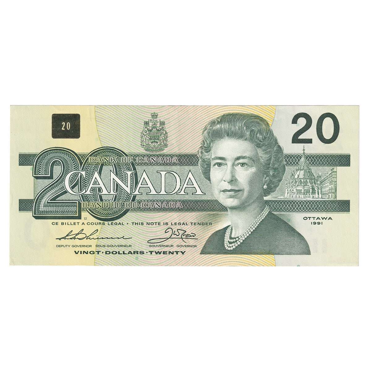 BC-58aA-ii 1991 Canada $20 Thiessen-Crow, AIX without Serifs, AU