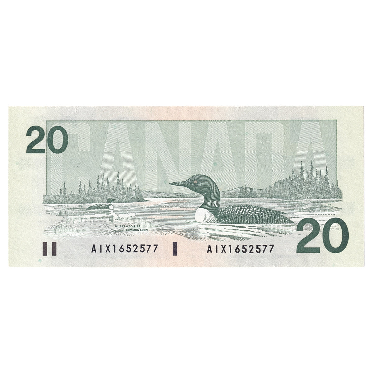 BC-58aA-ii 1991 Canada $20 Thiessen-Crow, AIX without Serifs, EF-AU