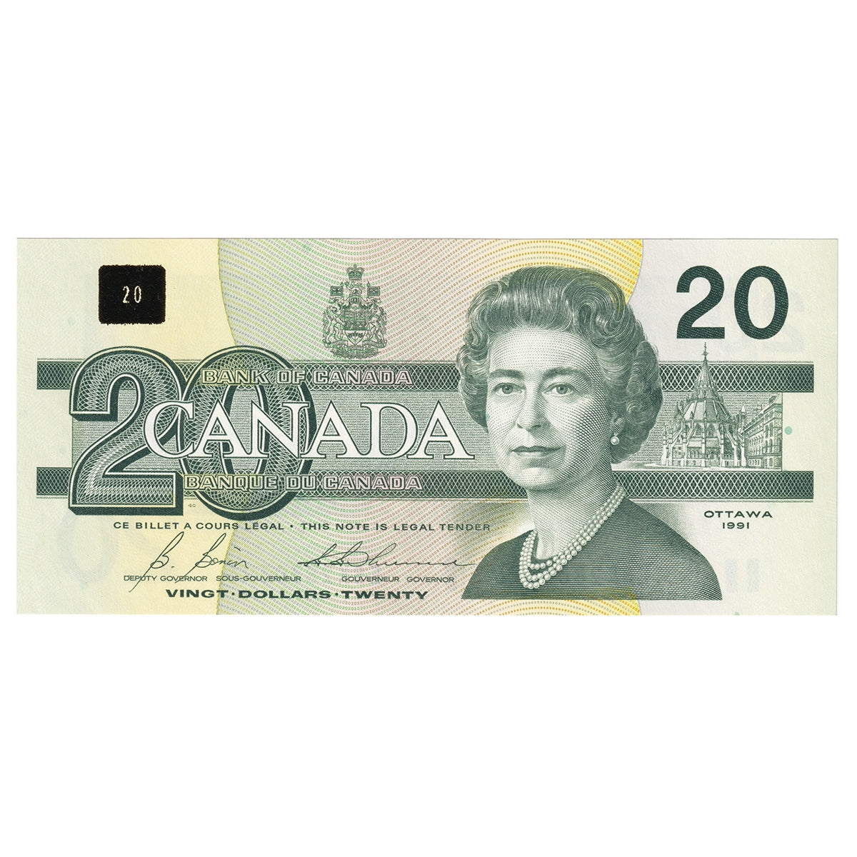 BC-58b 1991 Canada $20 Bonin-Thiessen, ESK, CUNC