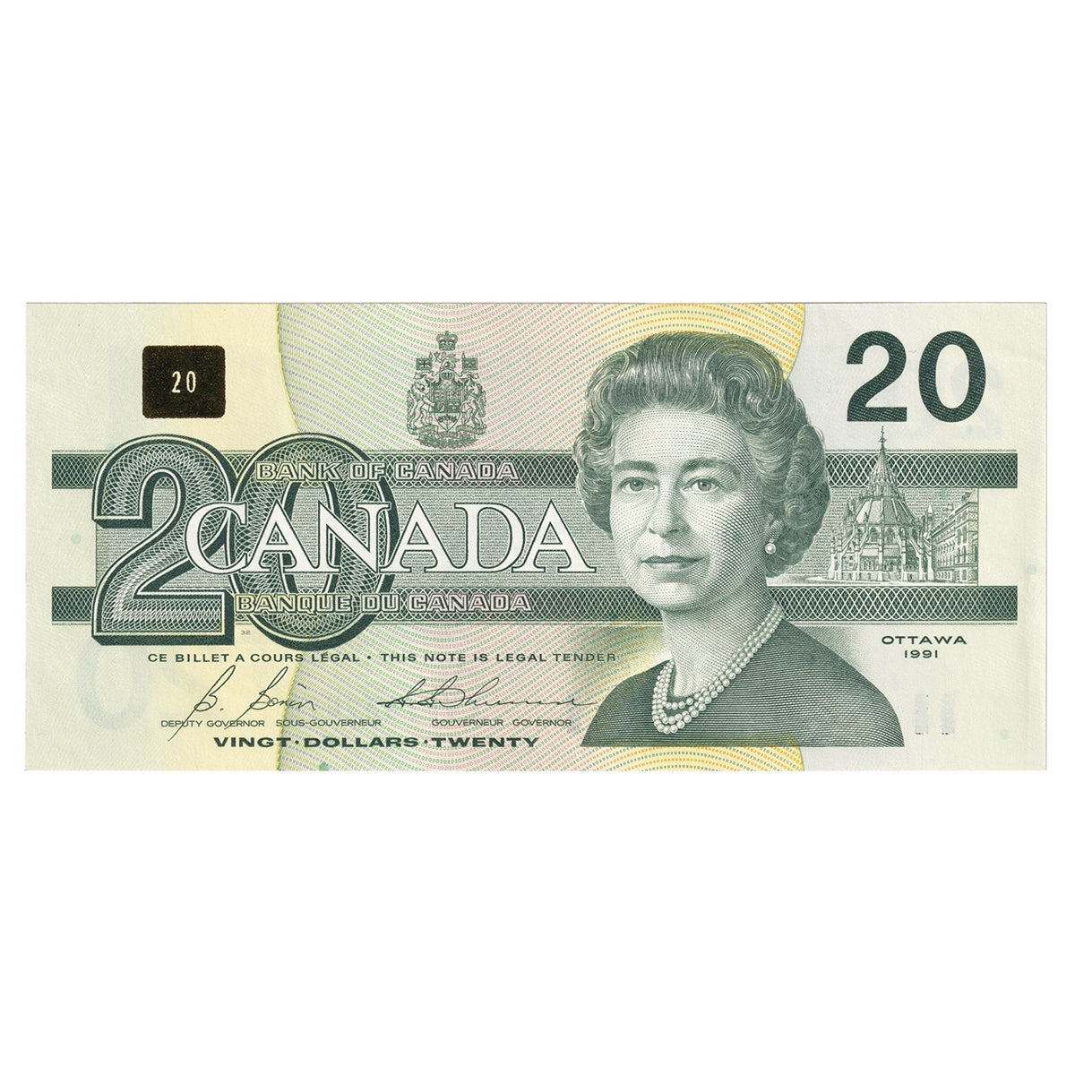 BC-58b 1991 Canada $20 Bonin-Thiessen, EVF, AU-UNC (AU55)