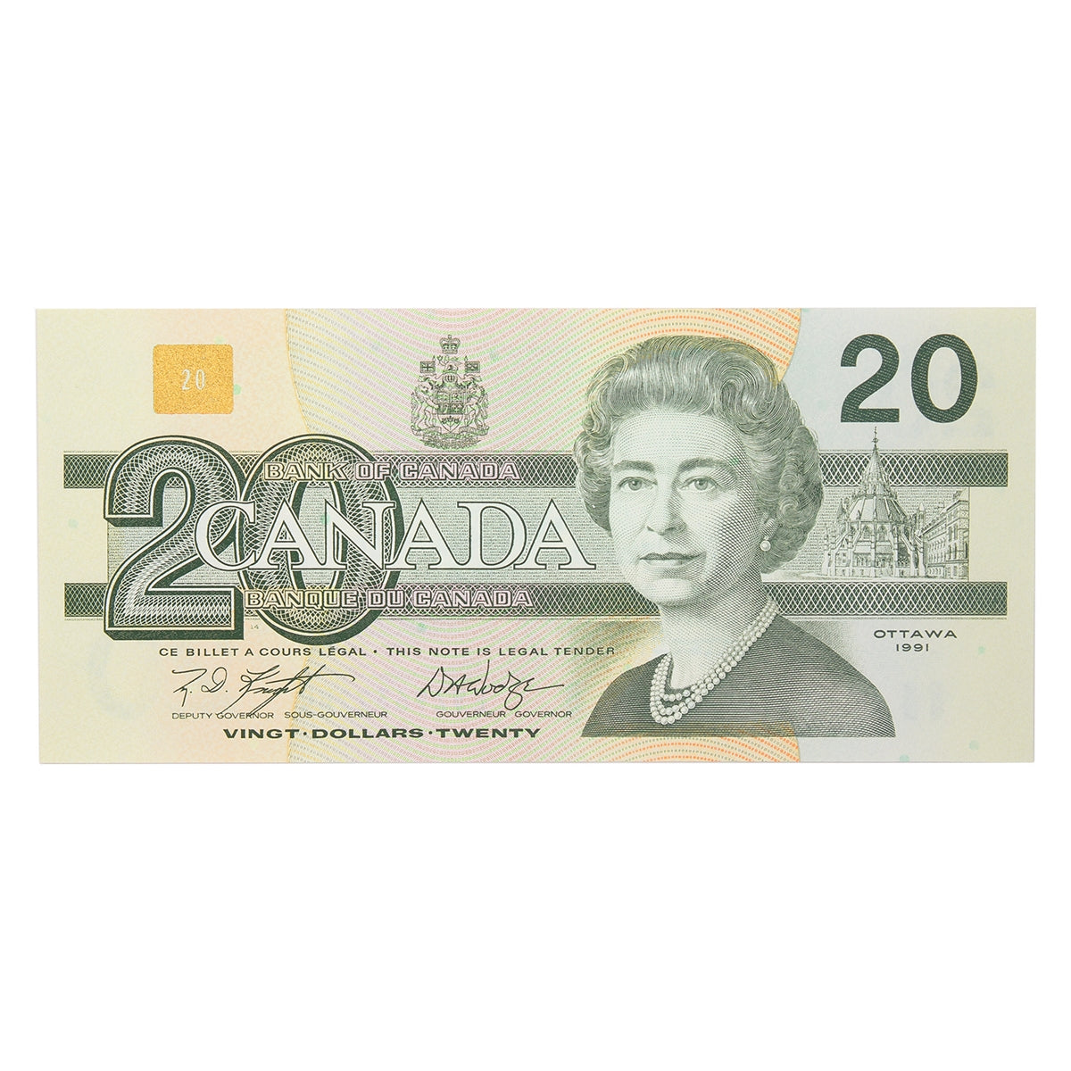 BC-58b 1991 Canada $20 Bonin-Thiessen, EVZ, AU-UNC (AU55)
