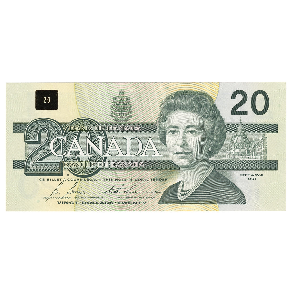 BC-58b-i 1991 Canada $20 Bonin-Thiessen, AIZ, Uncirculated (MS60)