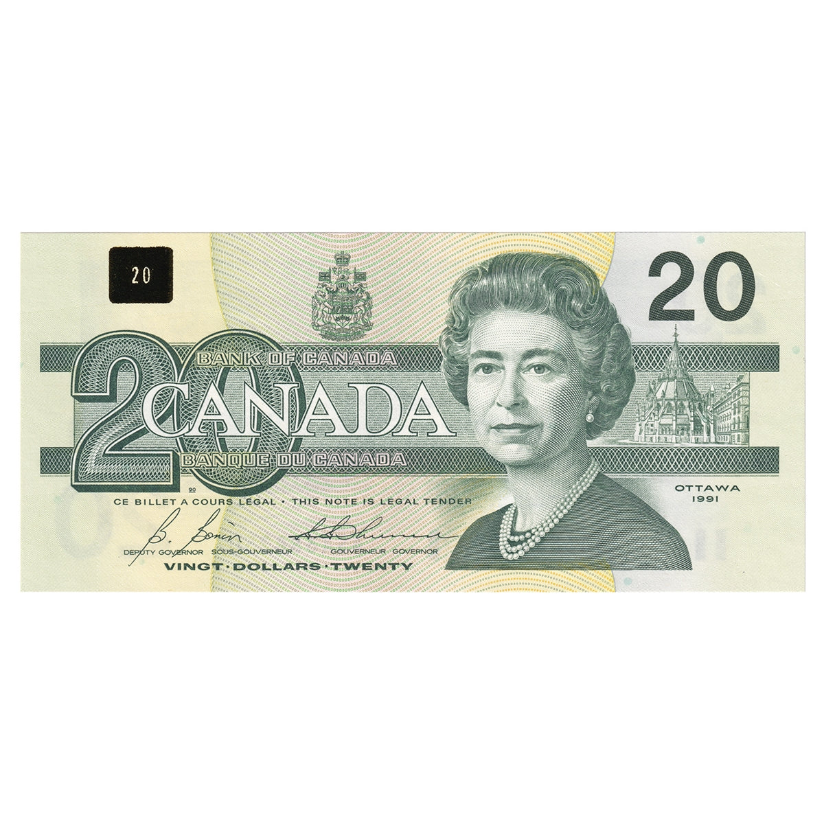 BC-58b-i 1991 Canada $20 Bonin-Thiessen, ASA, Choice Uncirculated (CUNC63)
