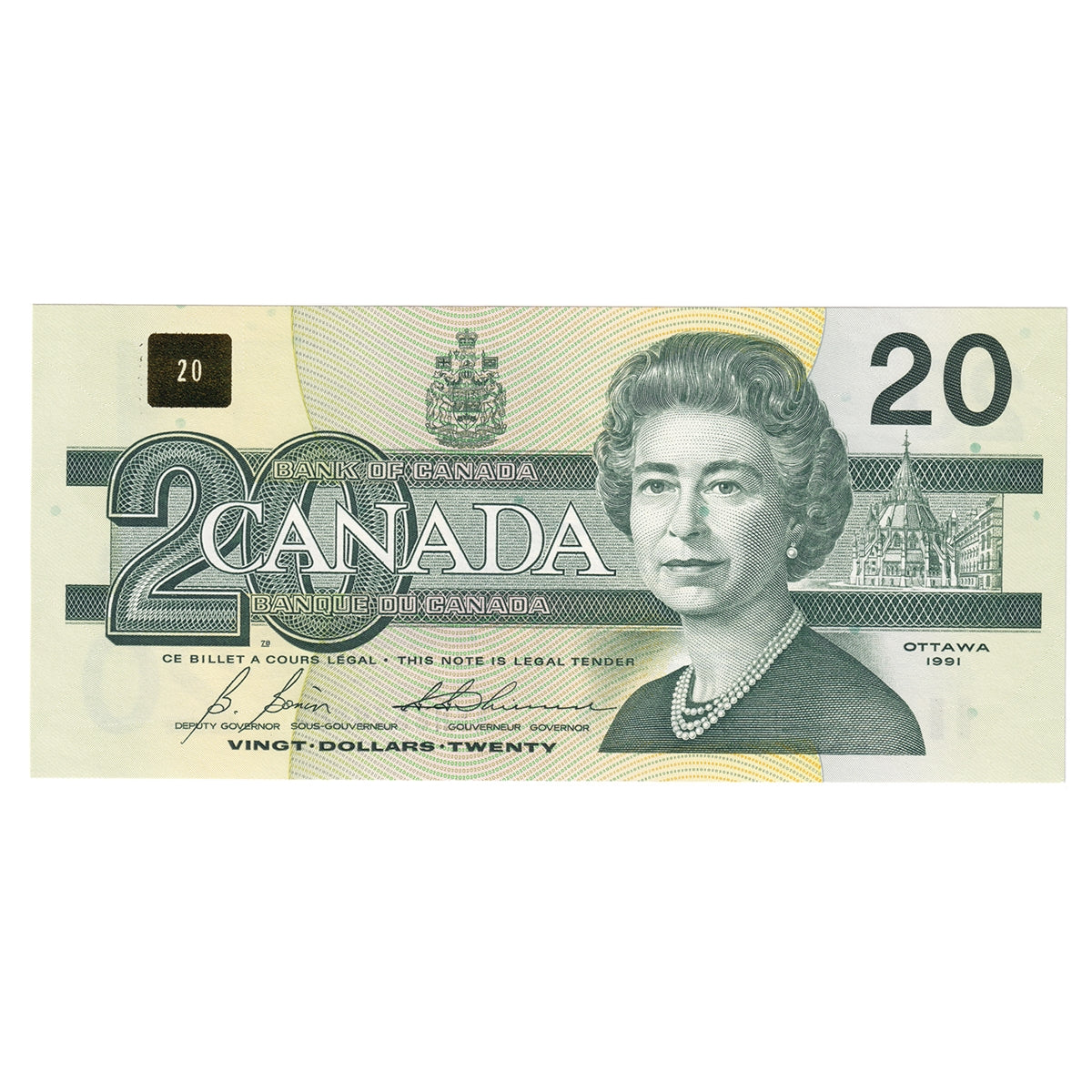 BC-58b-i 1991 Canada $20 Bonin-Thiessen, ASH, CUNC