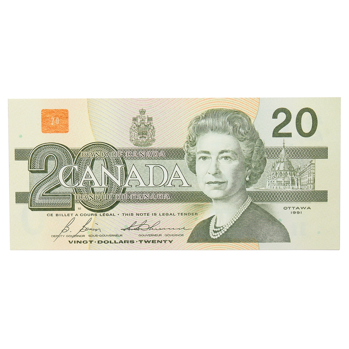 BC-58b-i 1991 Canada $20 Bonin-Thiessen, AVL, Choice Uncirculated (CUNC63)