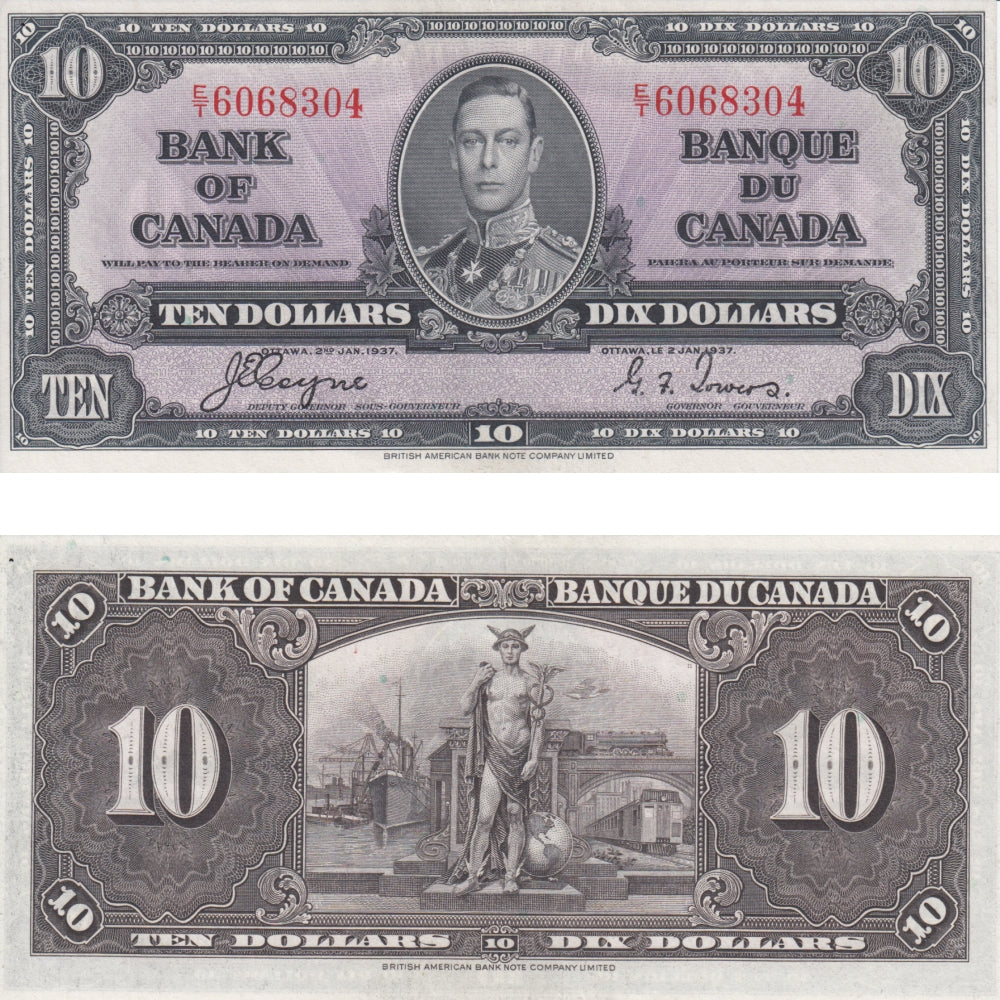 BC-24c 1937 Canada $10 Coyne-Towers, E/T, AU
