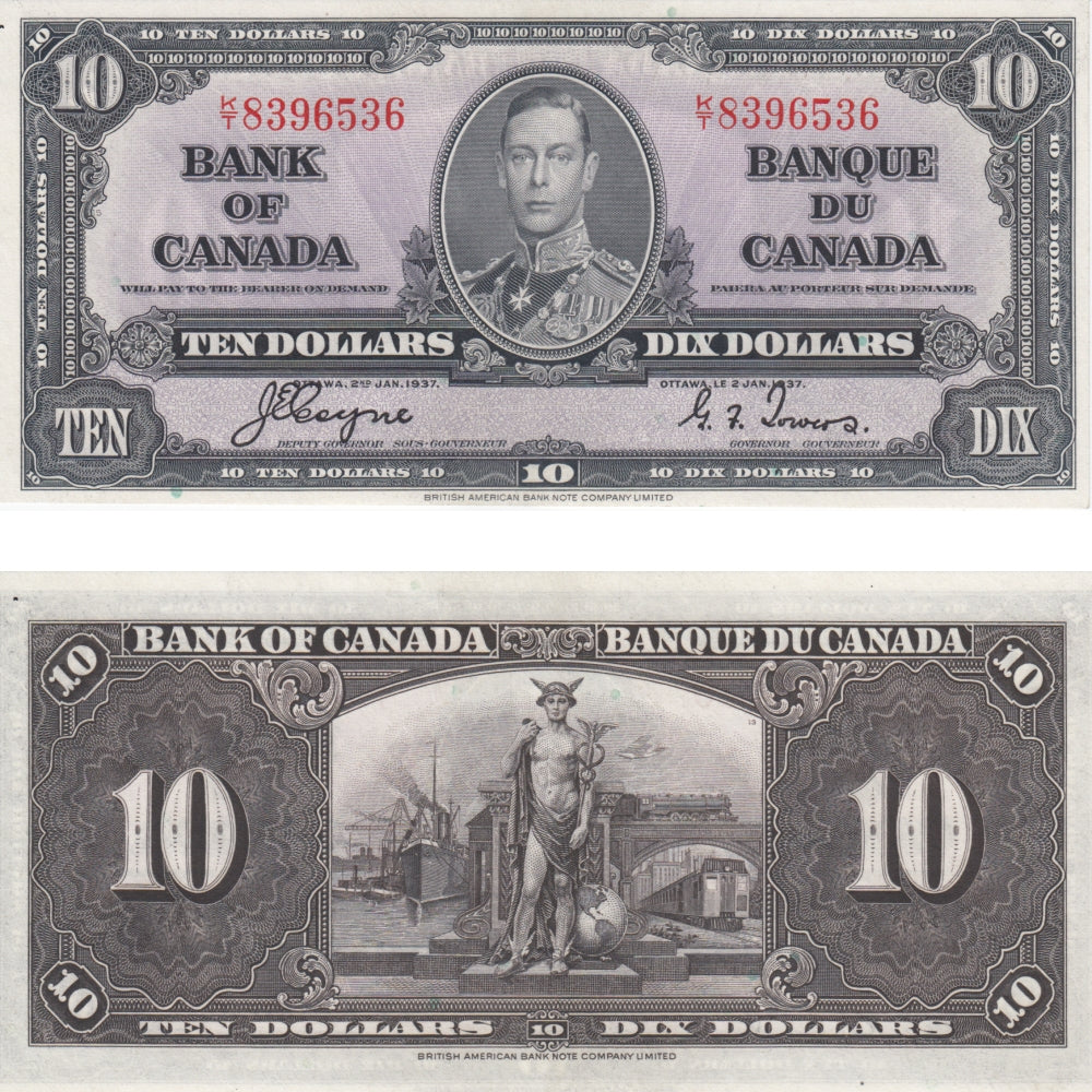 BC-24c 1937 Canada $10 Coyne-Towers, K/T, AU