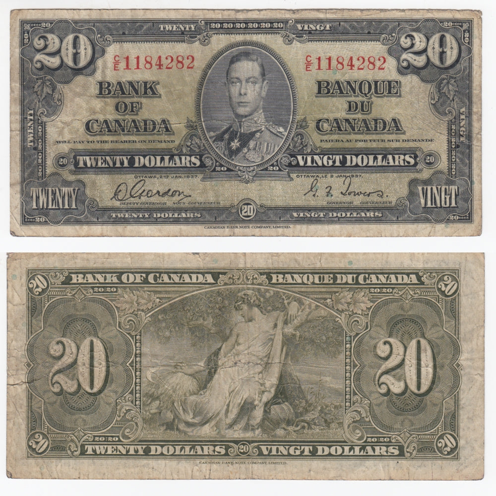 BC-25b 1937 Canada $20 Gordon-Towers, C/E, Fine (F12)