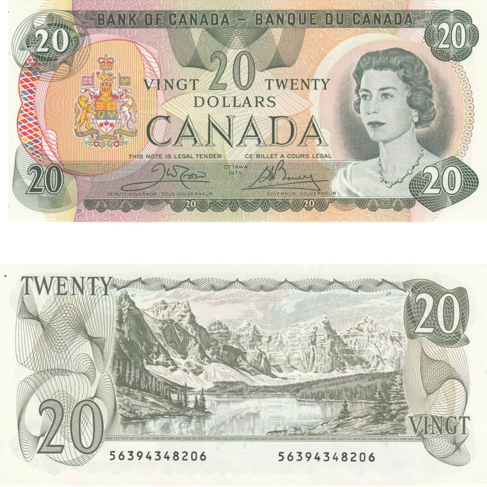 BC-54b-i 1979 Canada $20 Crow-Bouey, Lithographed, Choice Uncirculated (CUNC63)