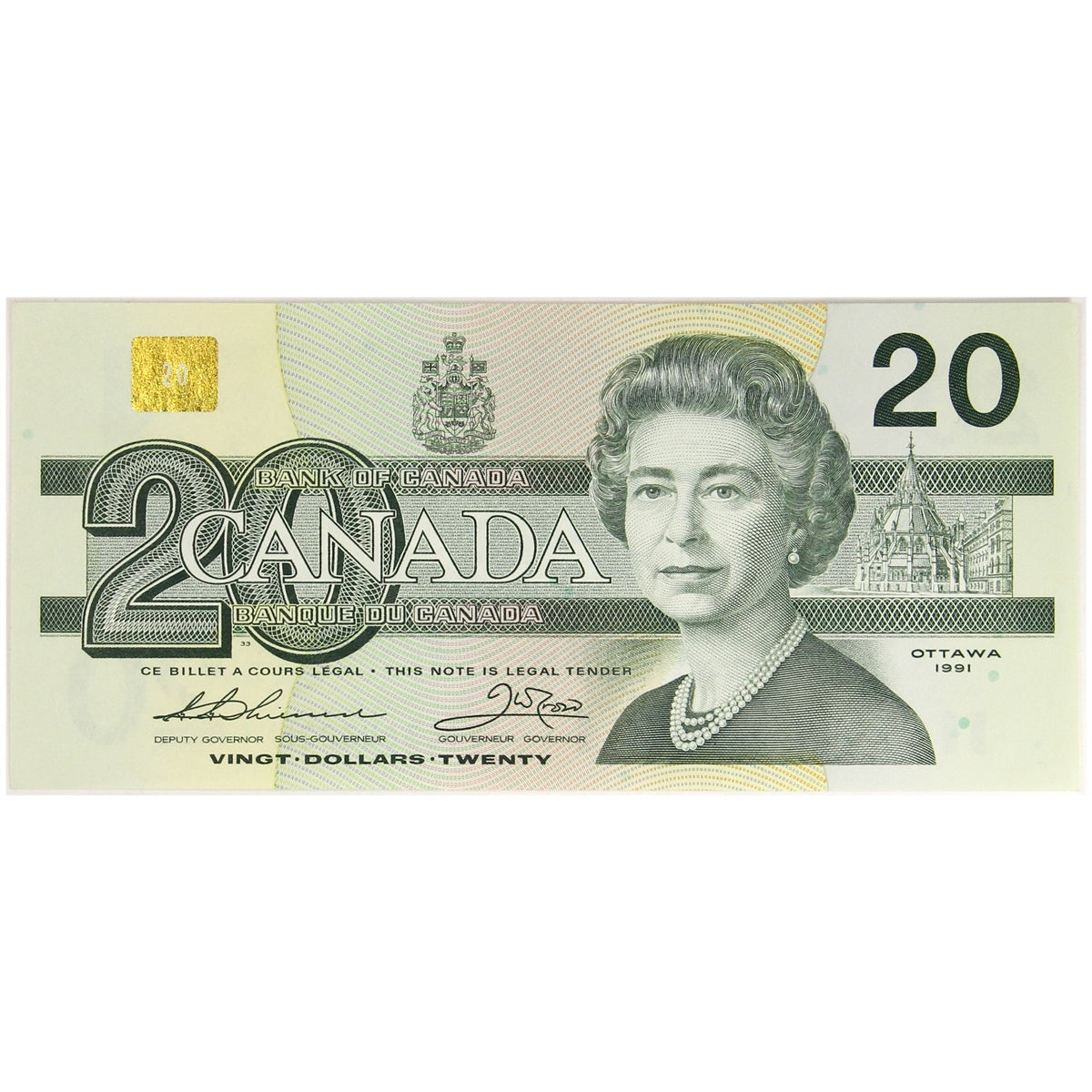 BC-58a 1991 Canada $20 Thiessen-Crow, EIG, Almost Uncirculated (AU50)