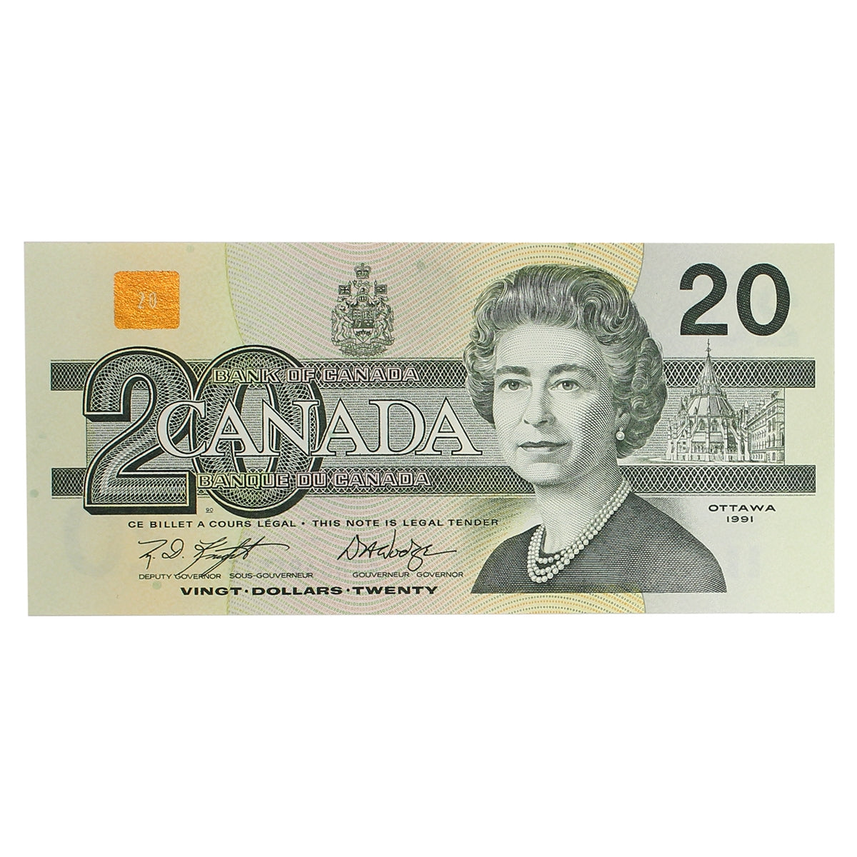 BC-58d-i 1991 Canada $20 Knight-Dodge, AYH, AU-UNC (AU55)