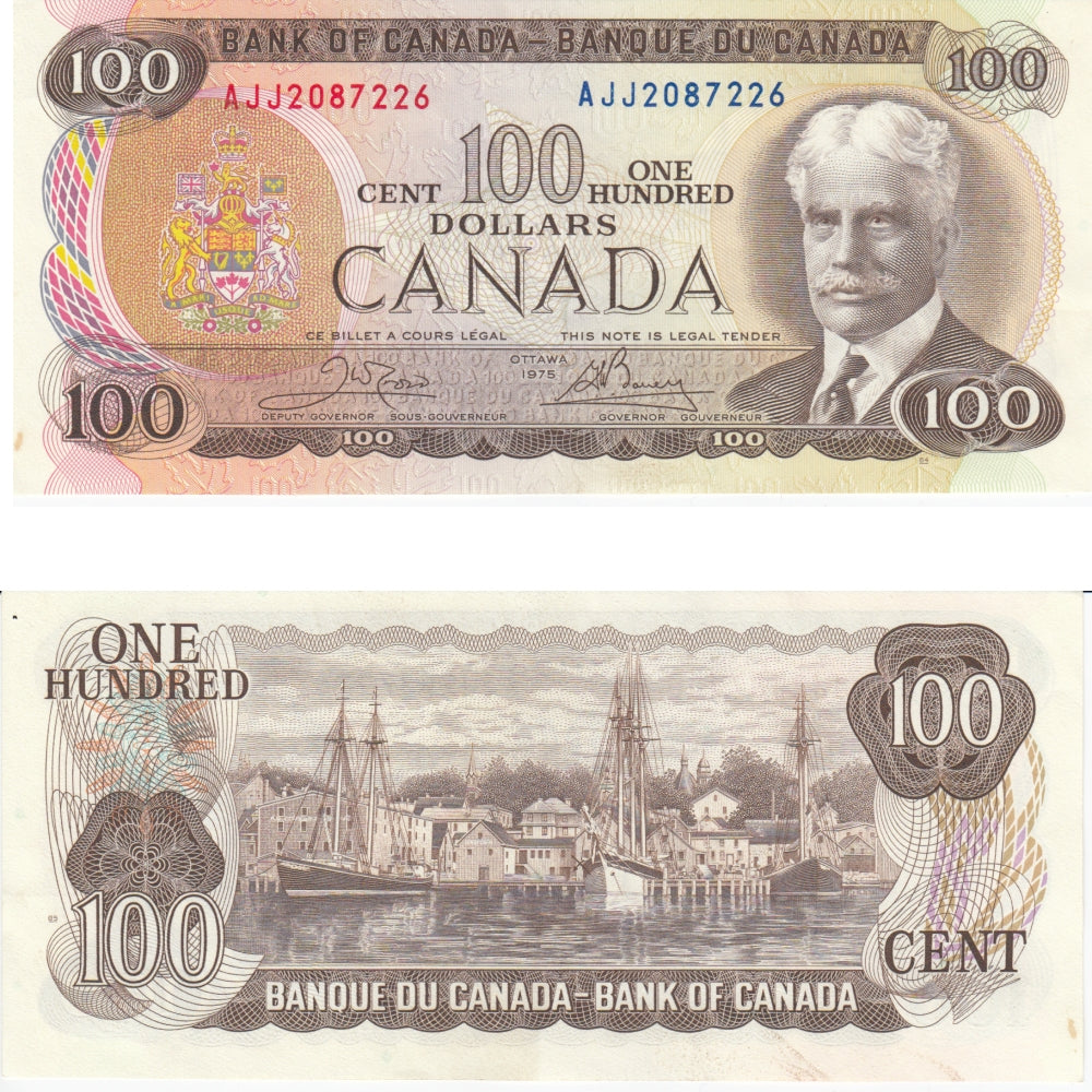 BC-52b 1975 Canada $100 Crow-Bouey, AJJ, AU-UNC (AU55)