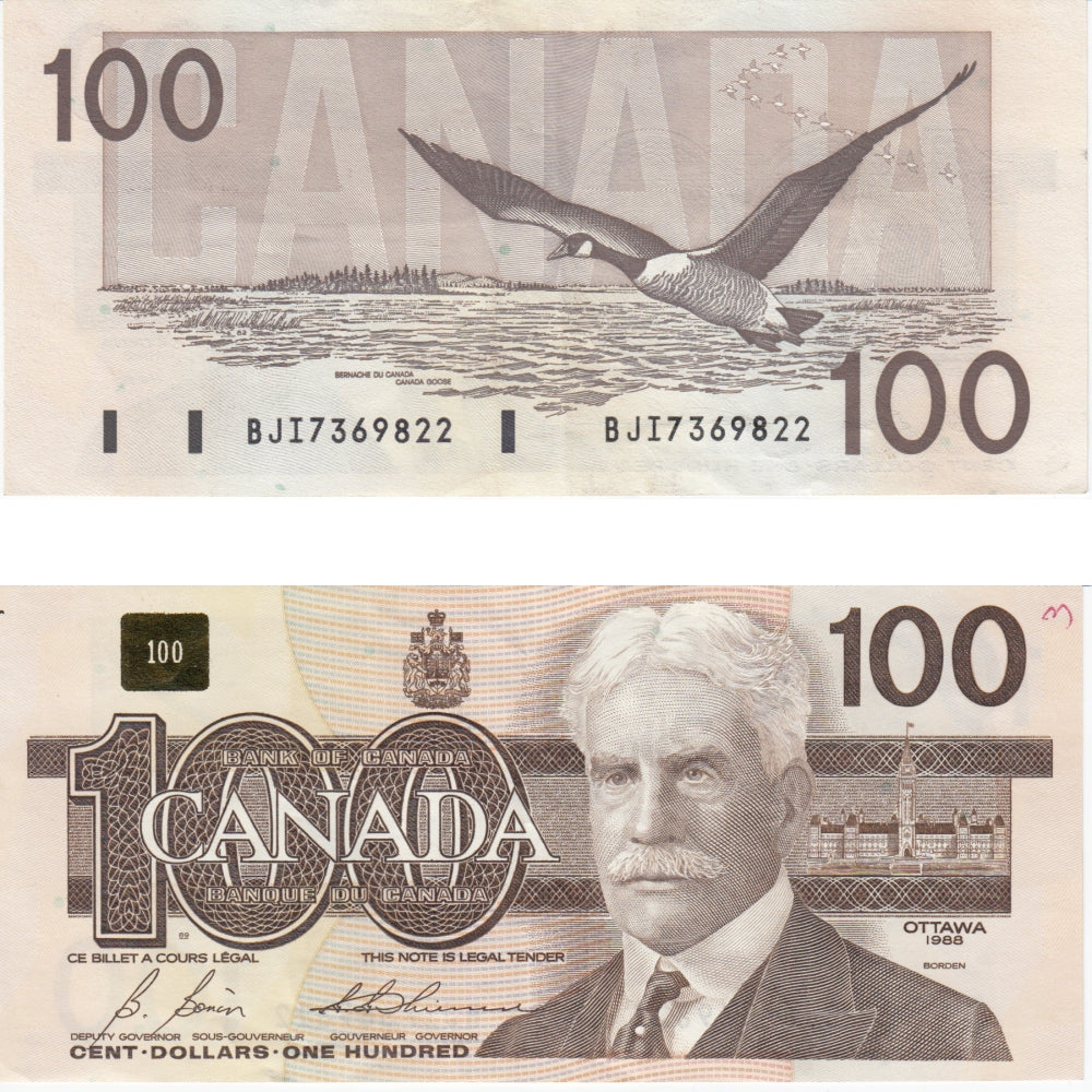 BC-60b 1988 Canada $100 Bonin-Thiessen, BJI, circ