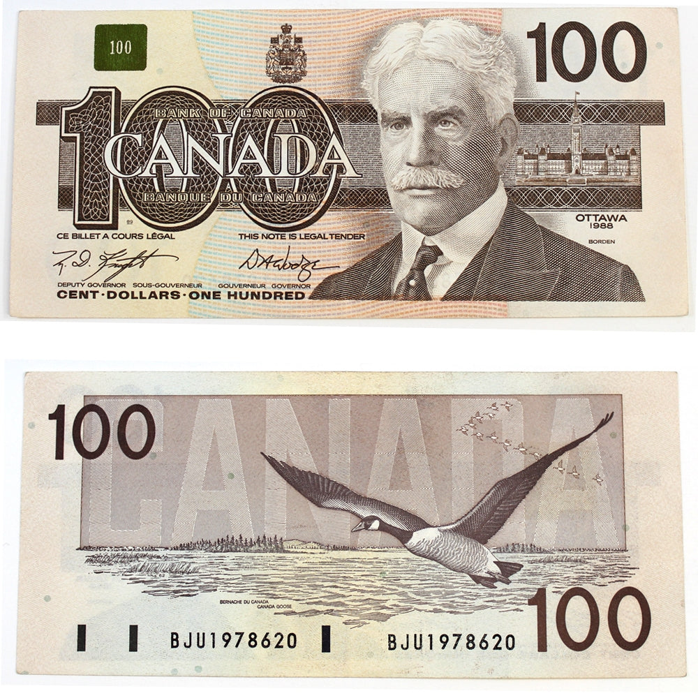 BC-60d 1988 Canada $100 Knight-Dodge, BJU, circ