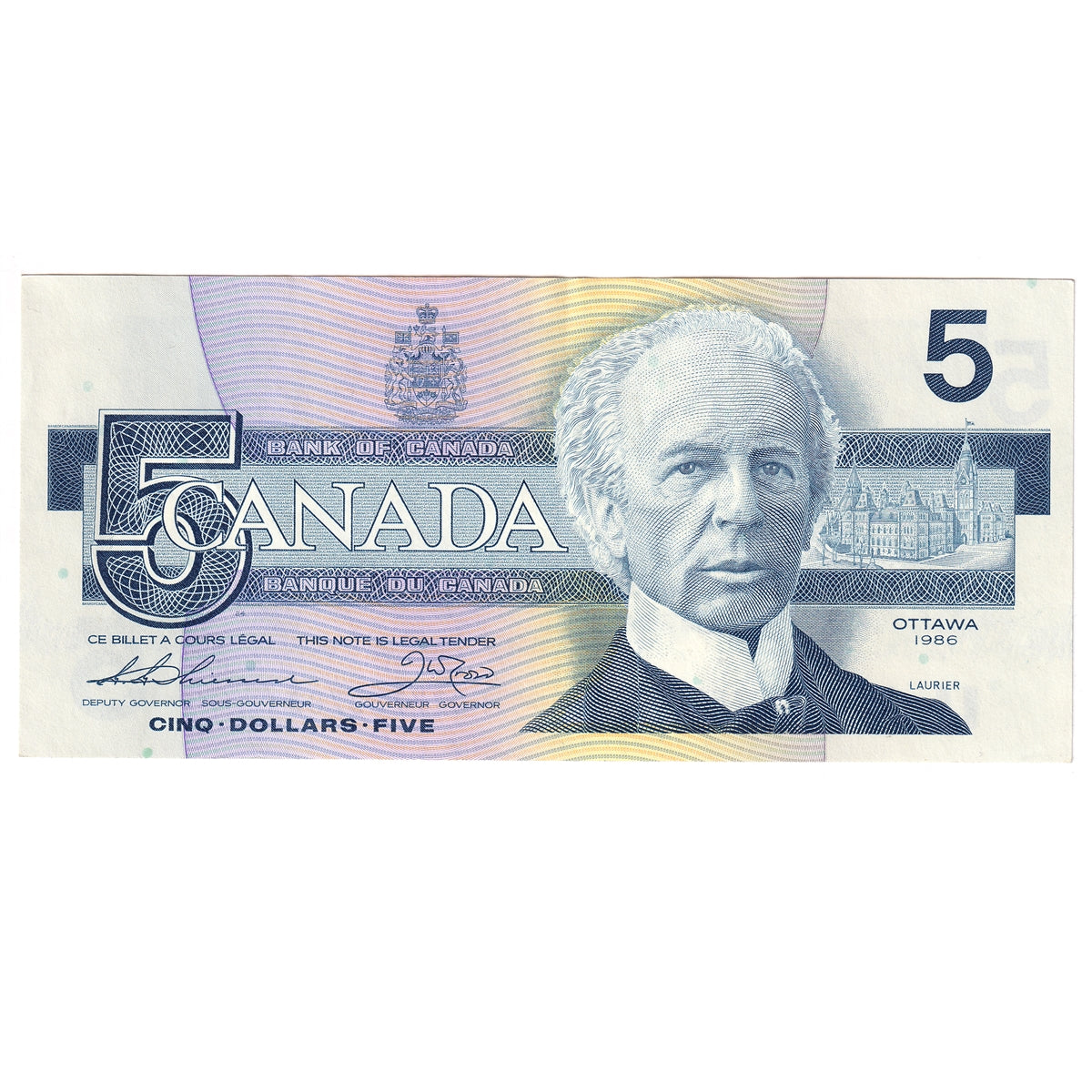 BC-56b 1986 Canada $5 Thiessen-Crow, FOZ, AU