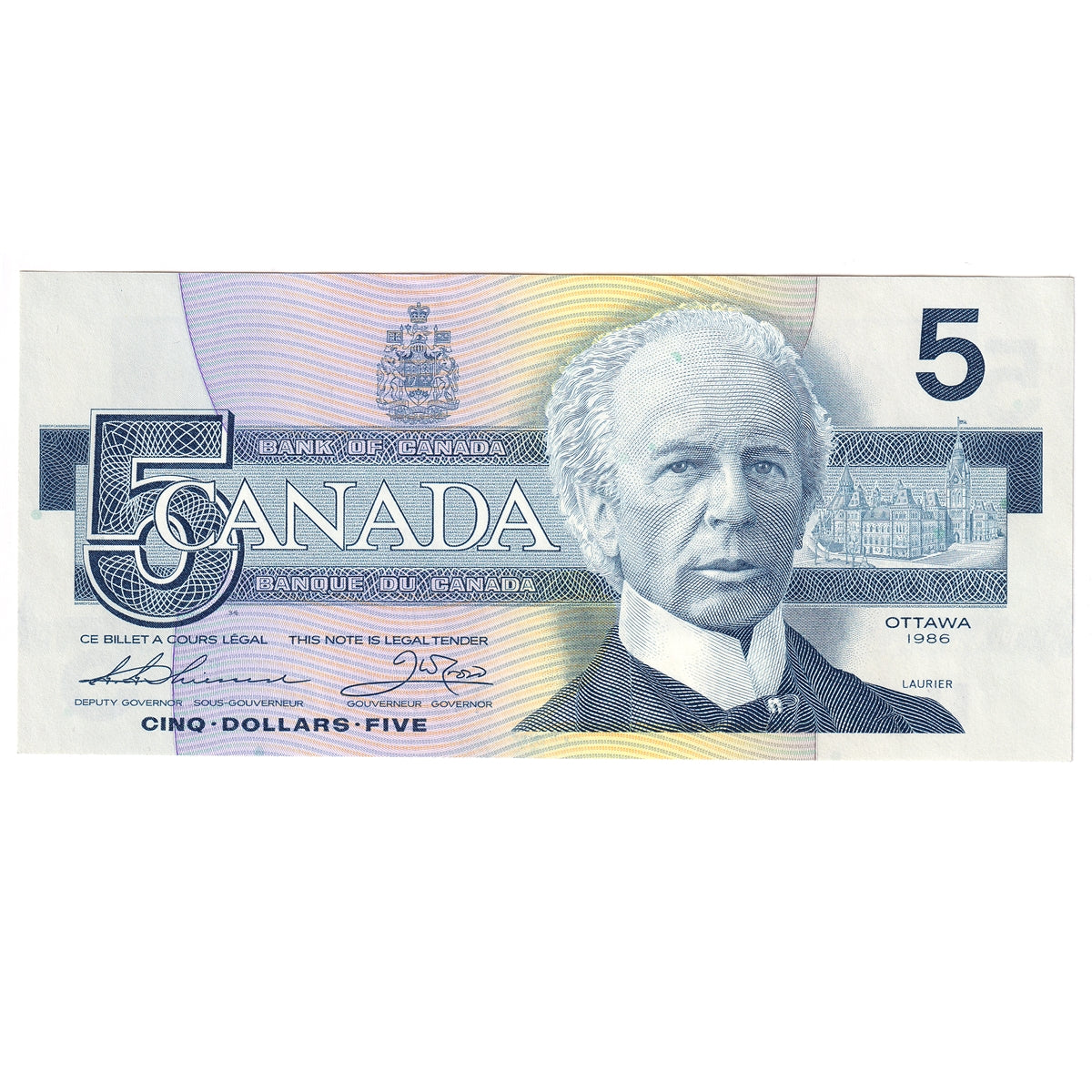 BC-56b 1986 Canada $5 Thiessen-Crow, FPC, UNC