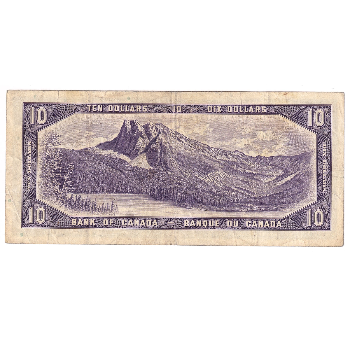 BC-40b 1954 Canada $10 Beattie-Rasminsky, Y/T, Fine (F12)