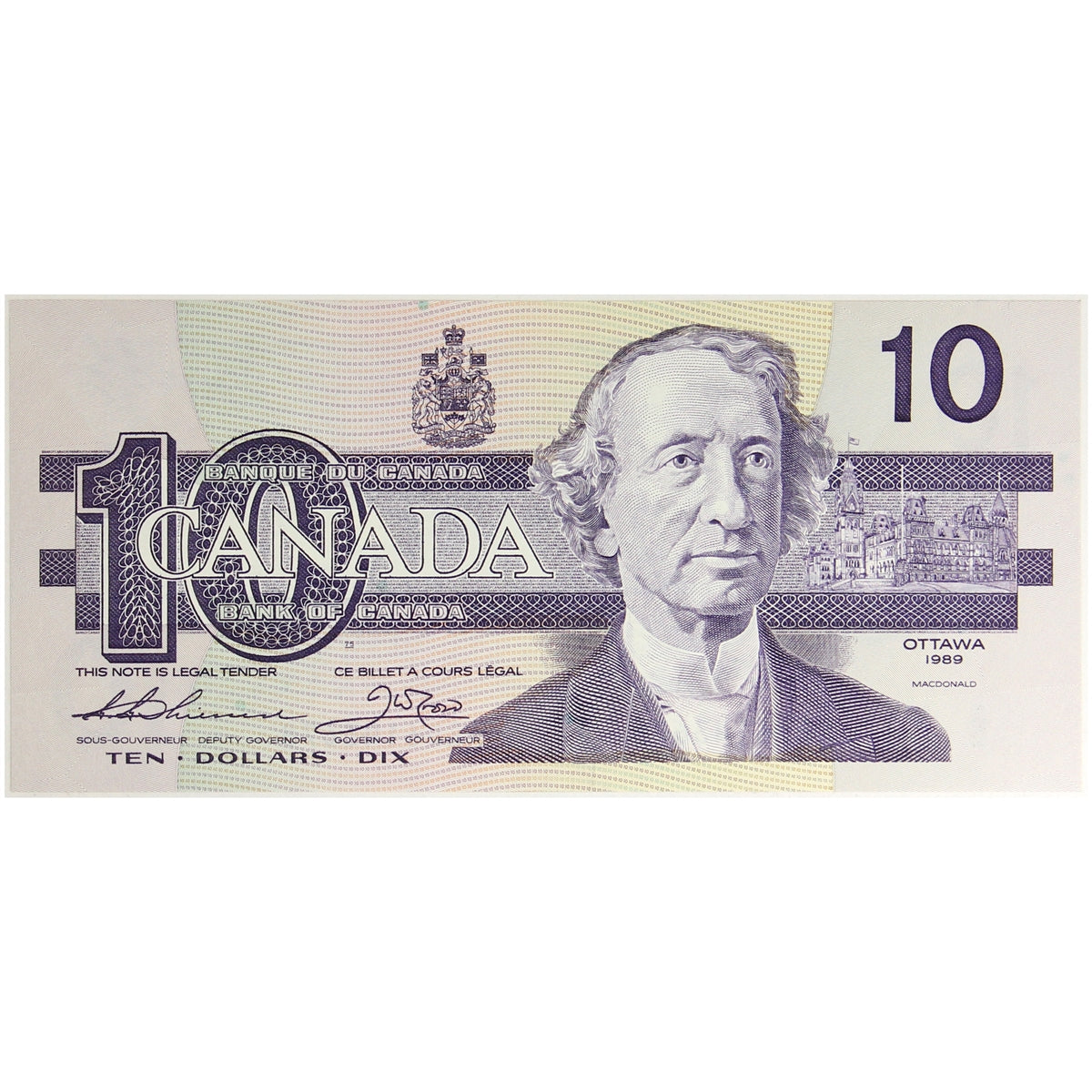 BC-57a 1989 Canada $10 Thiessen-Crow, AEG, Choice Uncirculated (CUNC63)