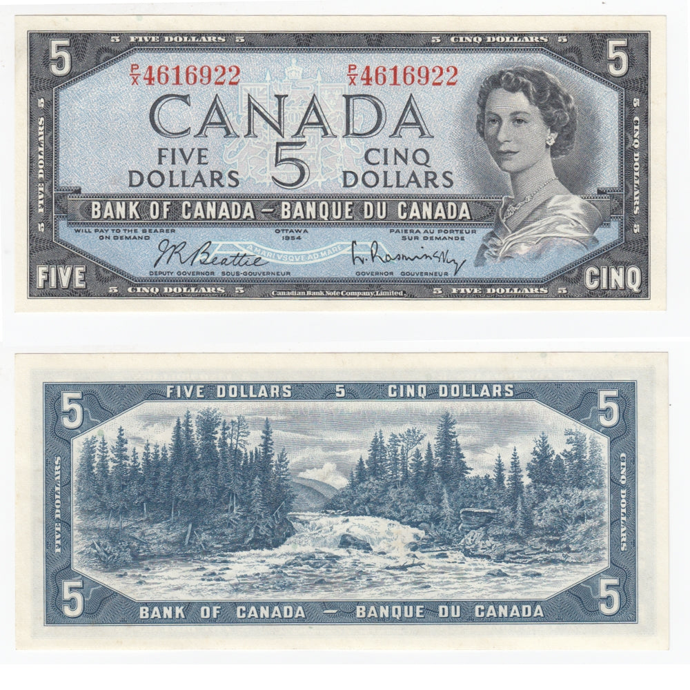 BC-39b 1954 Canada $5 Beattie-Rasminsky, P/X, Uncirculated (MS60)