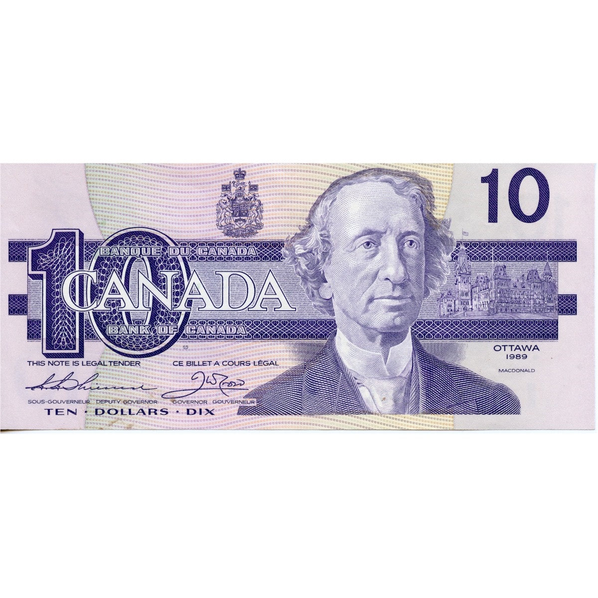 BC-57a 1989 Canada $10 Thiessen-Crow, ADB, AU-UNC