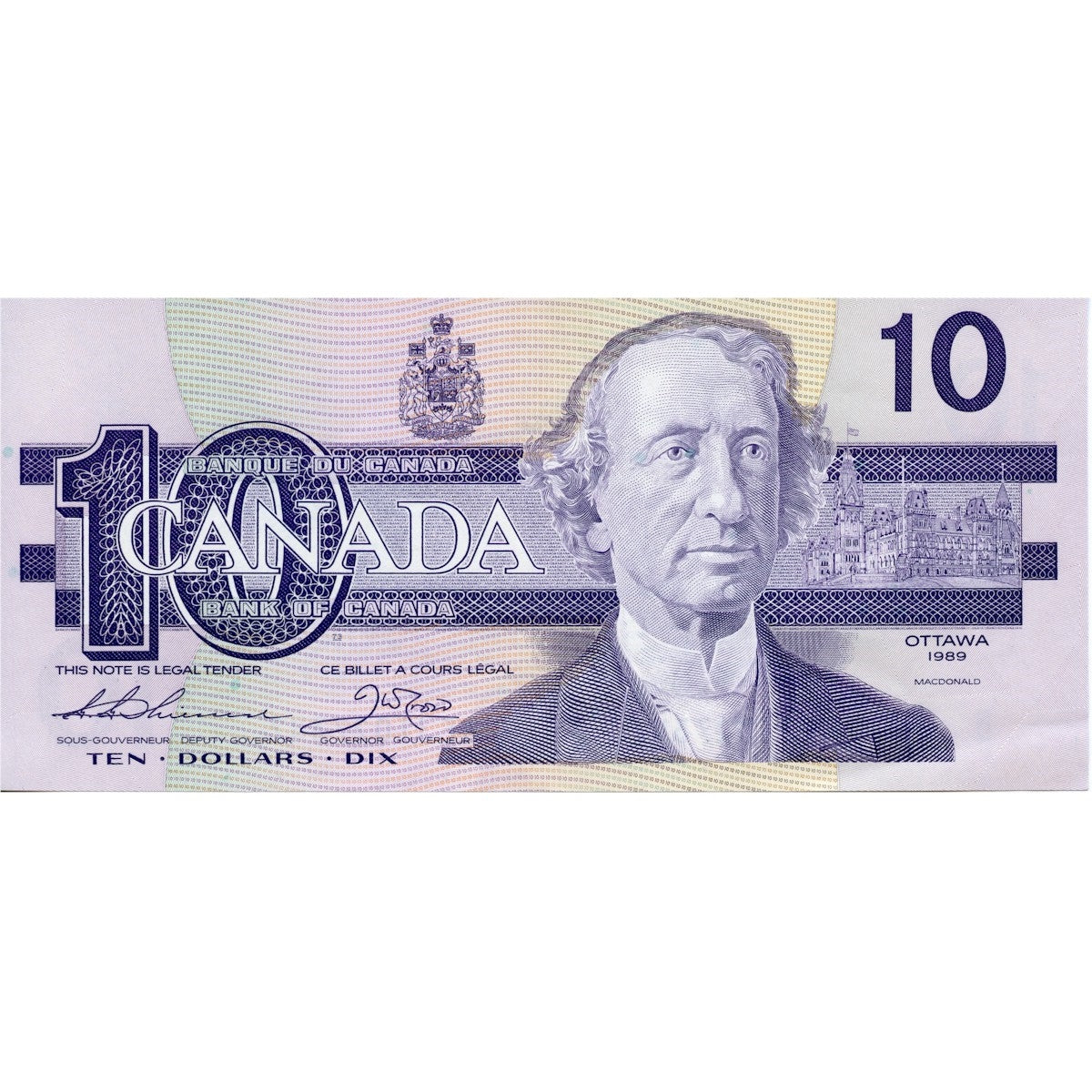 BC-57a 1989 Canada $10 Thiessen-Crow, AEJ, AU-UNC