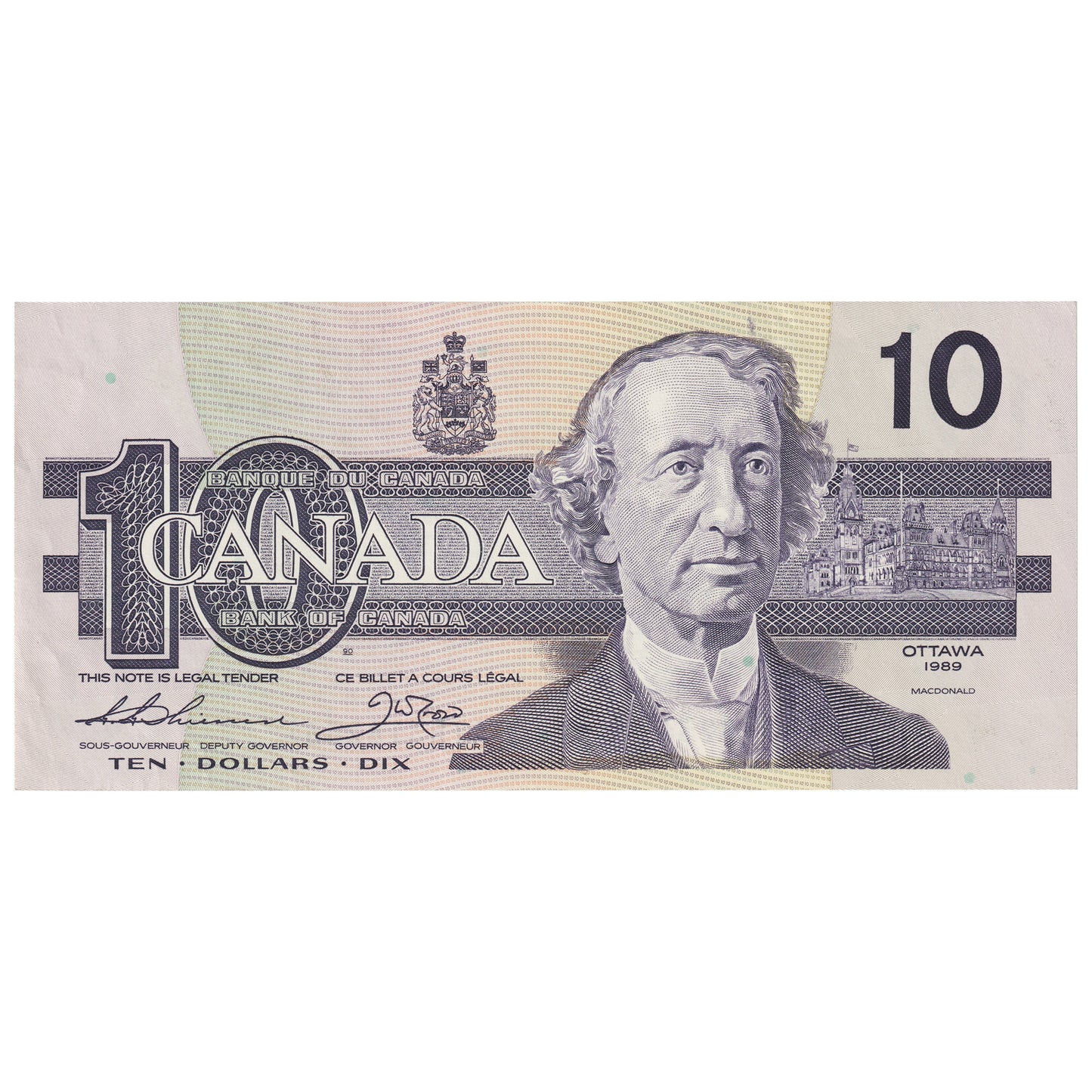 BC-57a 1989 Canada $10 Thiessen-Crow, ATH, AU