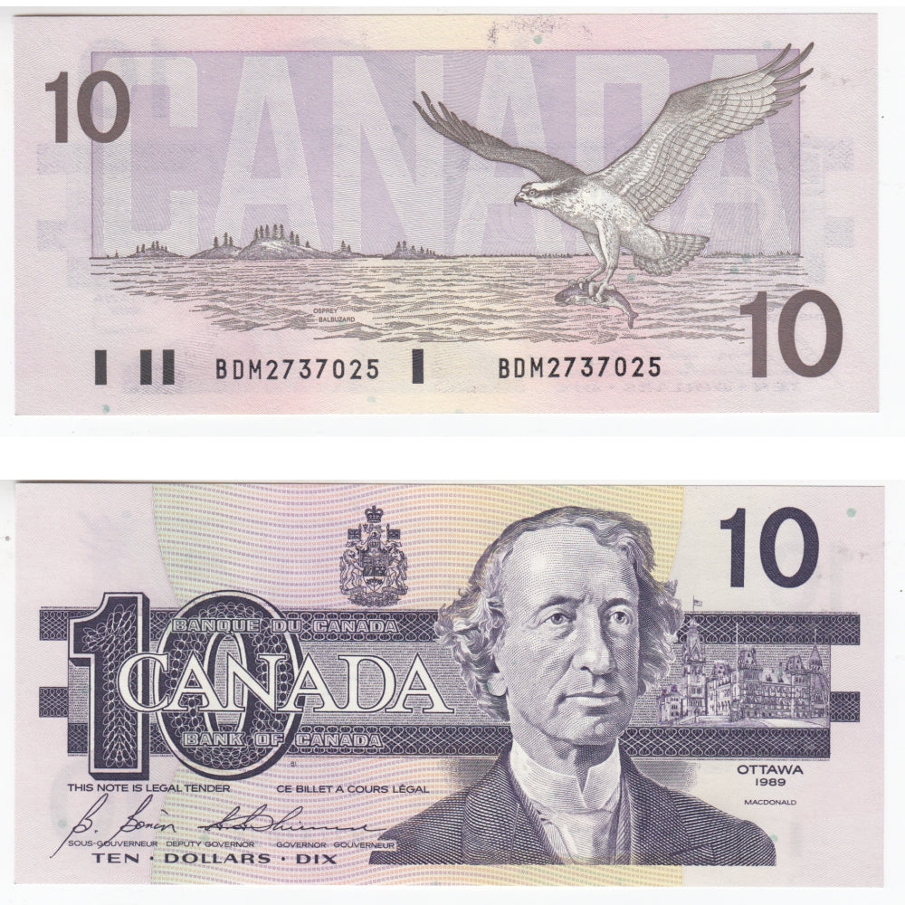 BC-57b 1989 Canada $10 Bonin-Thiessen, BDM, CUNC