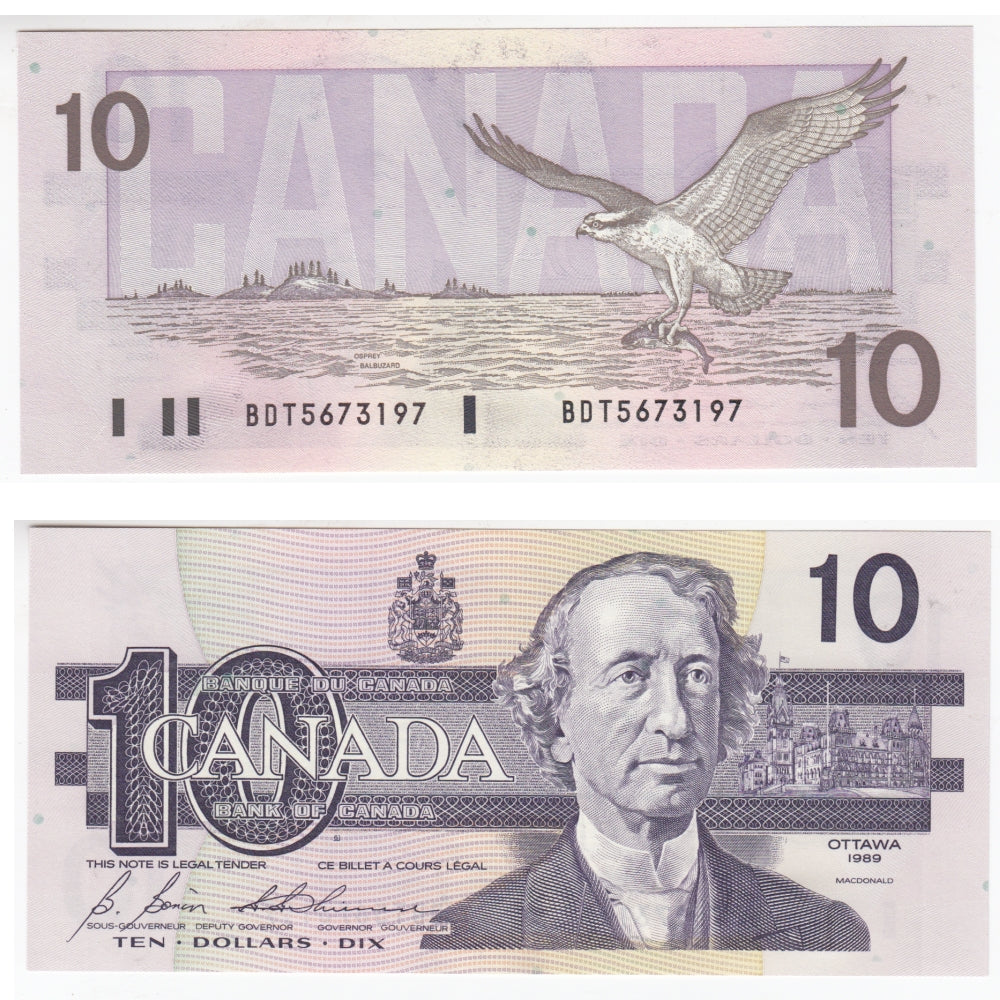 BC-57b 1989 Canada $10 Bonin-Thiessen, BDT, CUNC