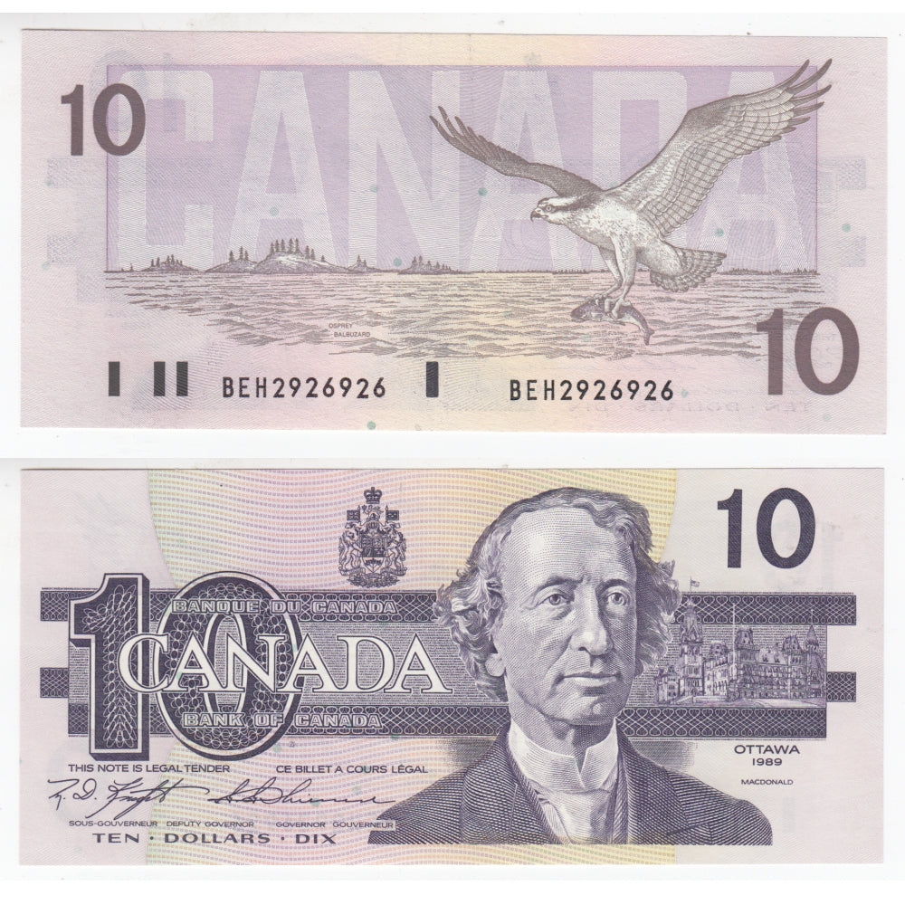 BC-57c 1989 Canada $10 Knight-Thiessen, Circulation Issue, BEH, UNC