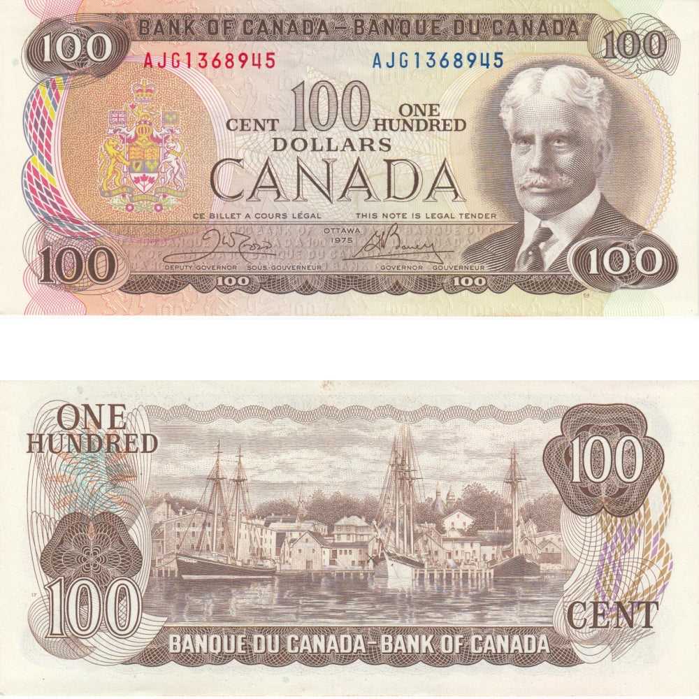 BC-52b 1975 Canada $100 Crow-Bouey, AJG, AU-UNC (AU55)