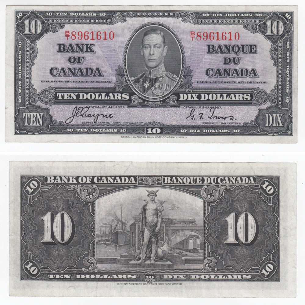 BC-24c 1937 Canada $10 Coyne-Towers, B/T, EF