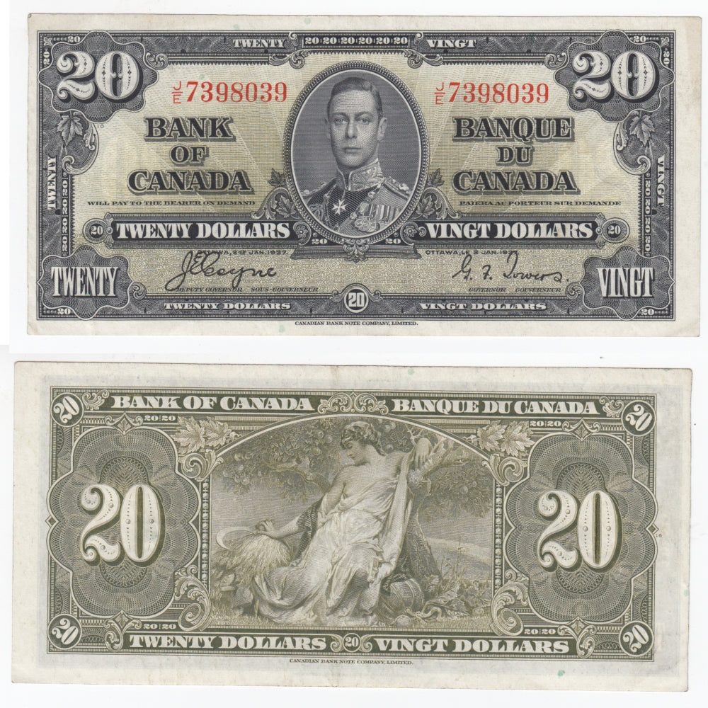 BC-25c 1937 Canada $20 Coyne-Towers, J/E, EF-AU (EF45)
