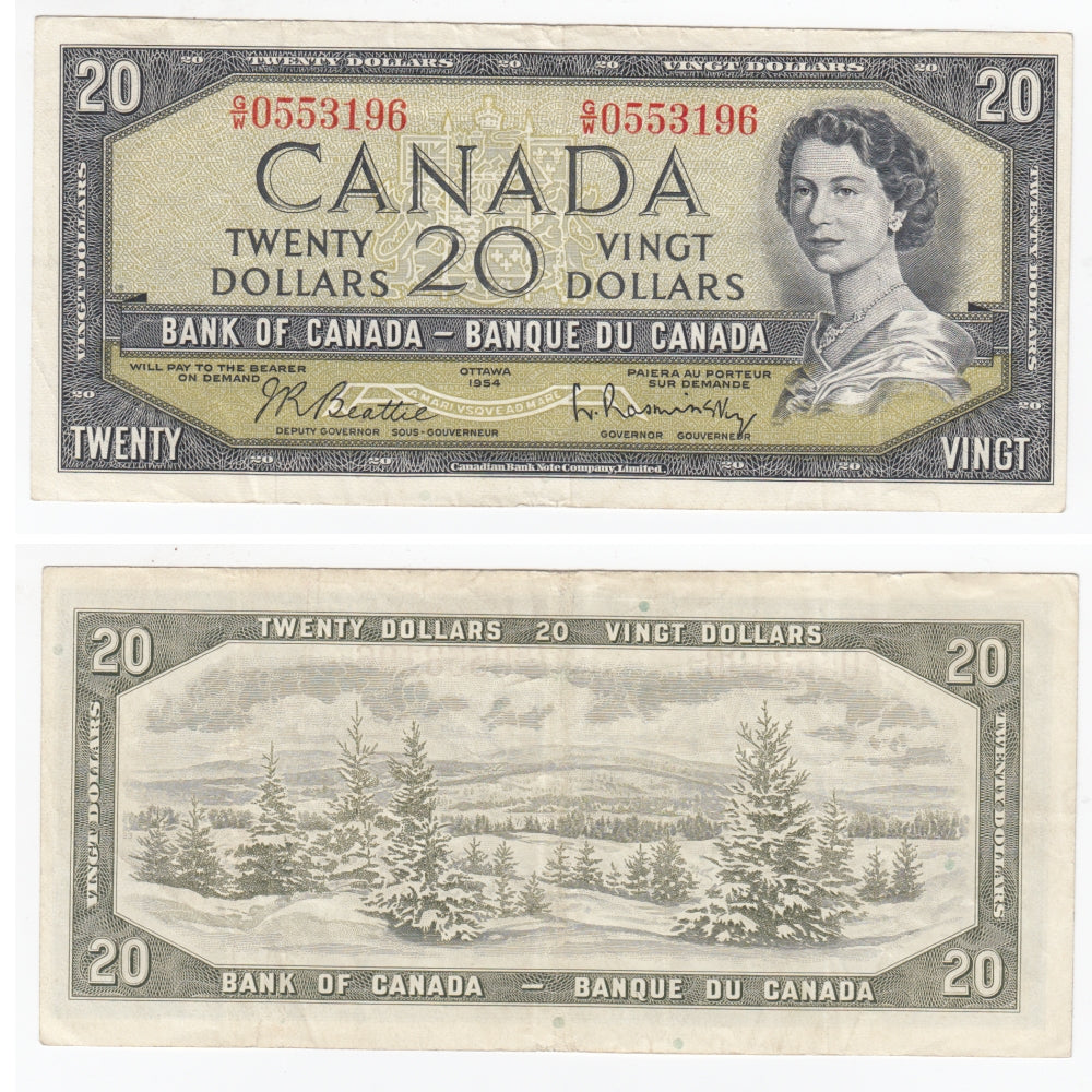 BC-41b 1954 Canada $20 Beattie-Rasminsky, G/W, VF
