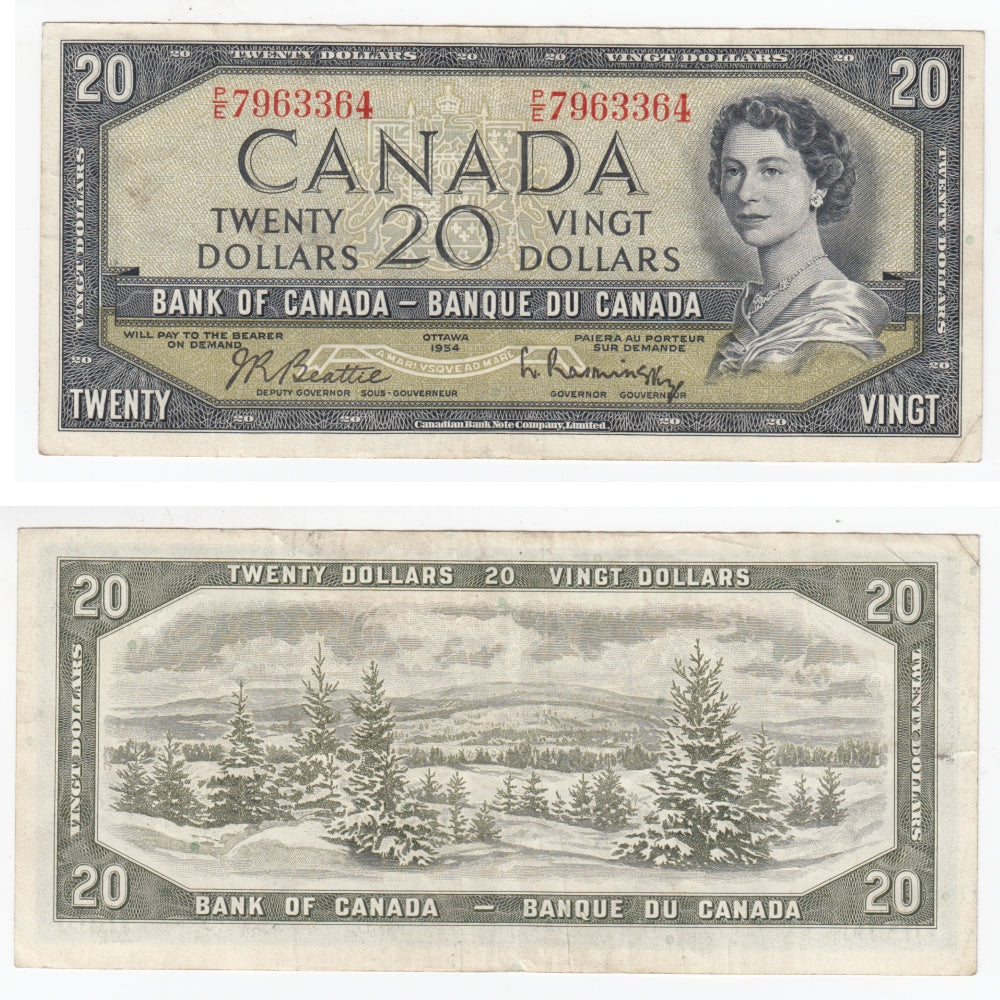 BC-41b 1954 Canada $20 Beattie-Rasminsky, P/E, VF-EF