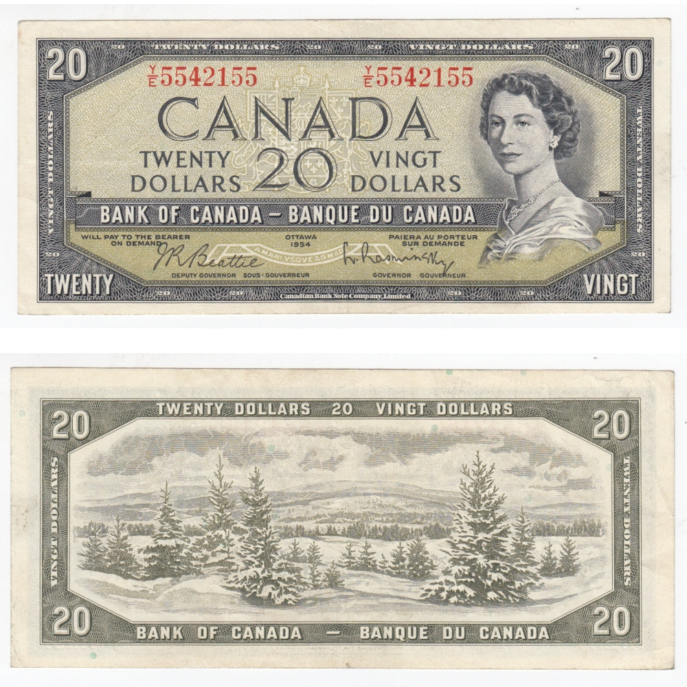 BC-41b 1954 Canada $20 Beattie-Rasminsky, Y/E, EF