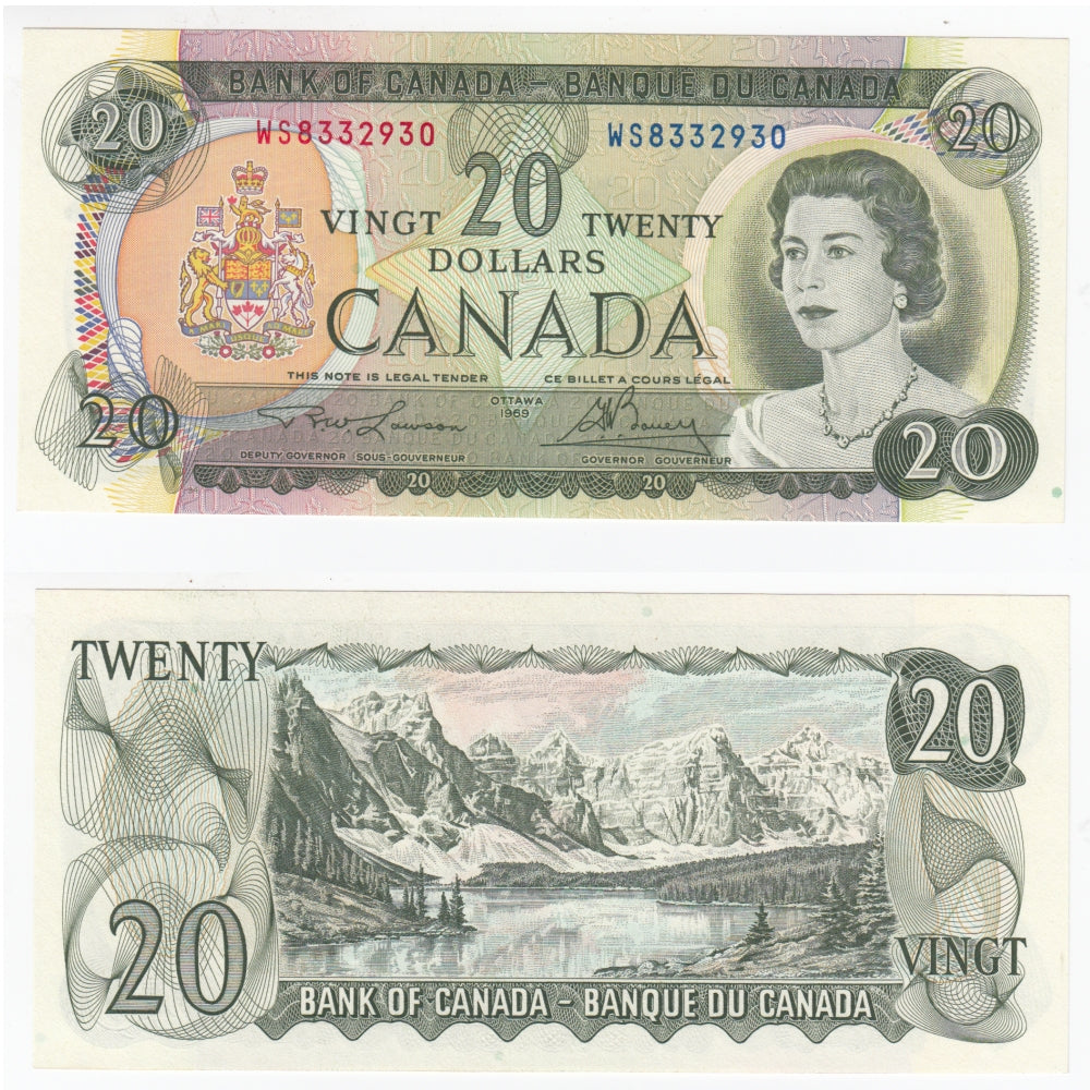 BC-50b 1969 Canada $20 Lawson-Bouey, WS, Choice Uncirculated (CUNC63)