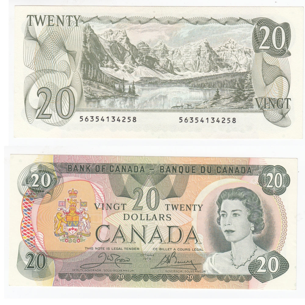 BC-54b-i 1979 Canada $20 Crow-Bouey, Lithographed, AU-UNC (AU55)