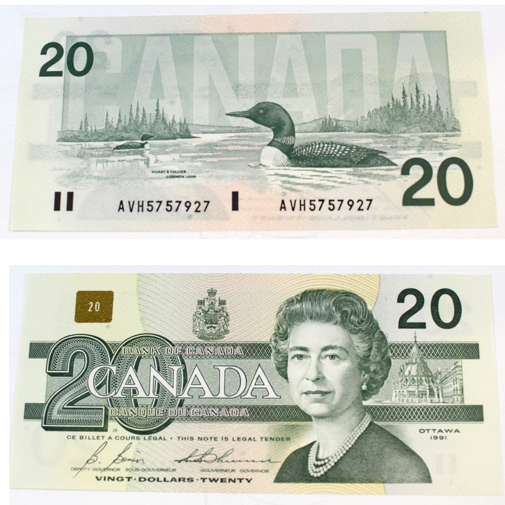 BC-58b-i 1991 Canada $20 Bonin-Thiessen, AVH, Uncirculated (MS60)