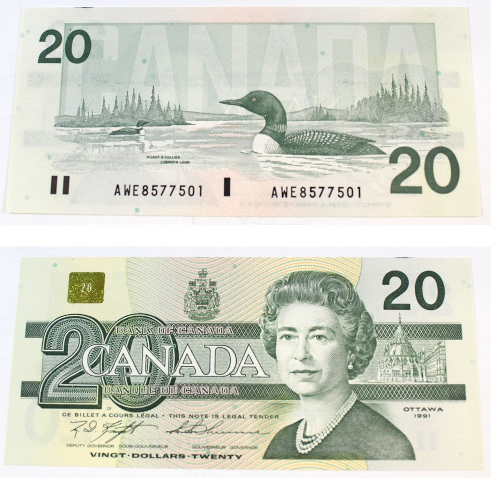 BC-58c 1991 Canada $20 Knight-Thiessen, AWE, Choice Uncirculated (CUNC63)