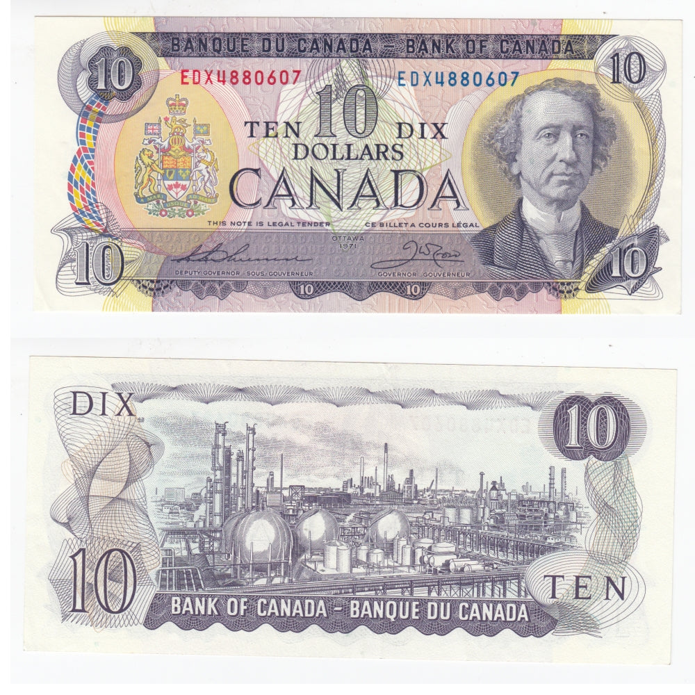 BC-49eA 1971 Canada $10 Thiessen-Crow, EDX, EF-AU (EF45)