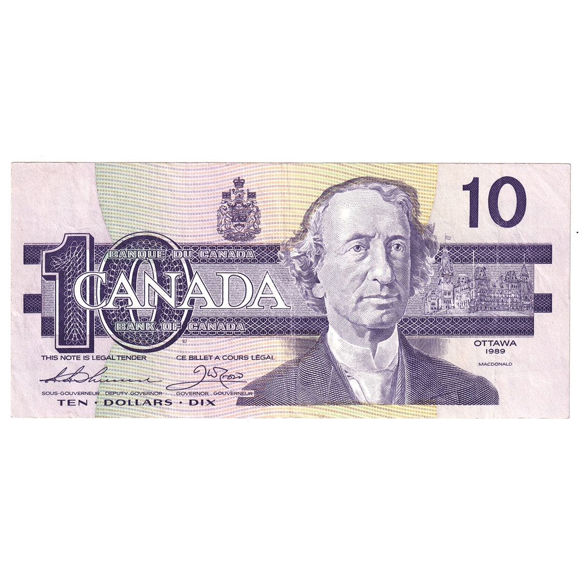 BC-57aA 1989 Canada $10 Thiessen-Crow, ADX, Circ