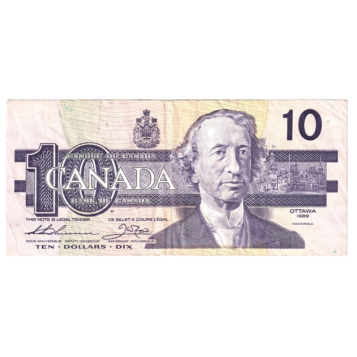 BC-57aA 1989 Canada $10 Thiessen-Crow, ATX, circ